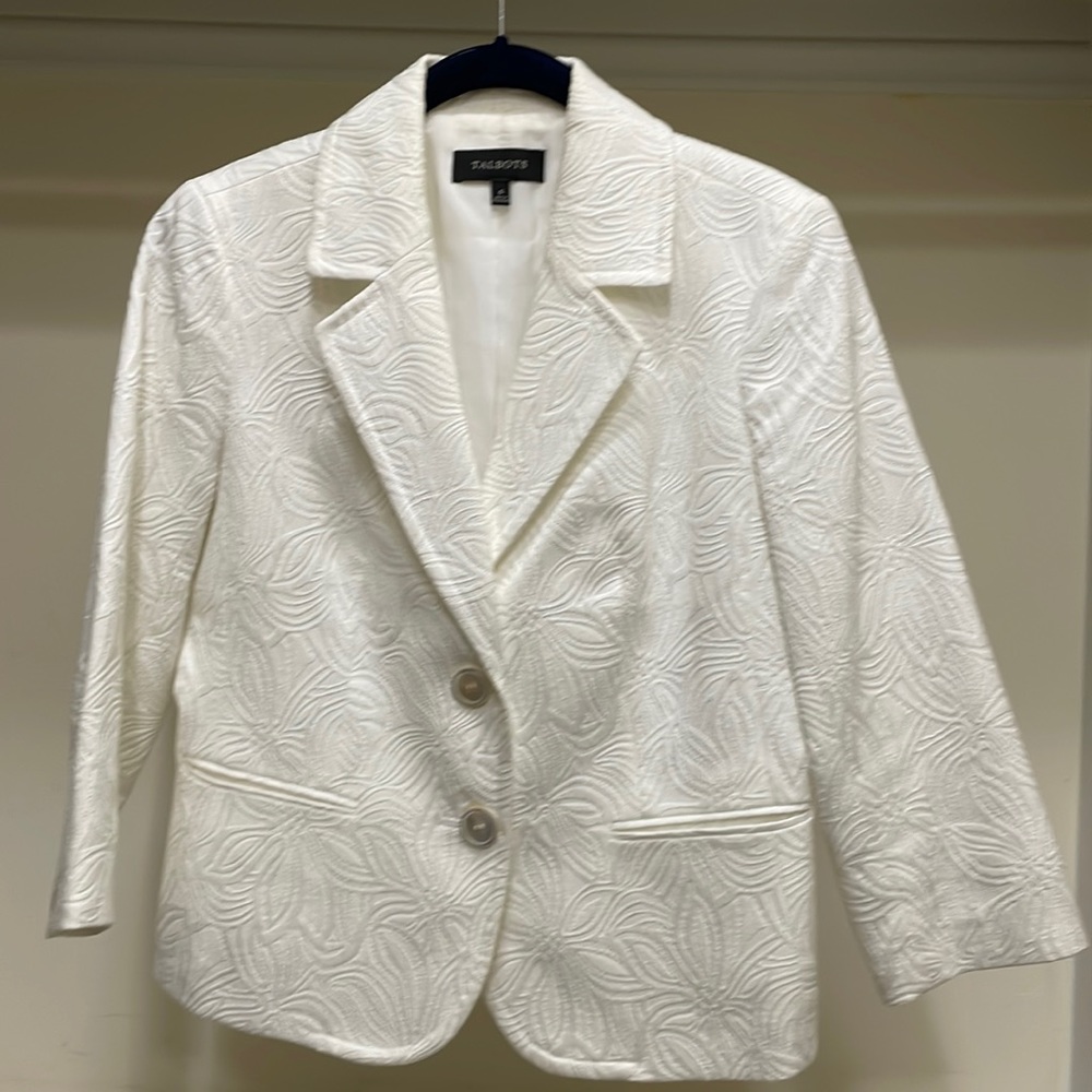 Talbots Ivory brocade blazer